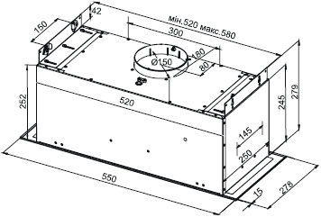 Best Chef Smart box 1000 white 55 (OSKI55J4KW.S3.BI.KSW_BST) Габаритні розміри