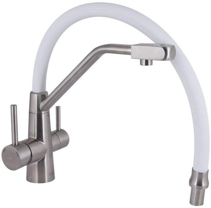 в продажу Змішувачі для кухонної мийки Lidz Aria 020F3 (k35) White/Nickel LDARI020F3WNK39480 - фото 3