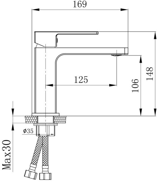 Q-Tap Gemini Black Matt QTGEM270BLM45674 Габаритні розміри