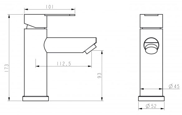 Brinex Pure 001F Graphite (BRIPUR001FGRP) Габаритные размеры
