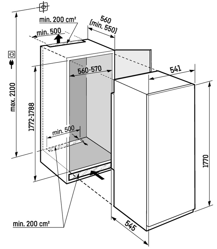 Liebherr SIFNSe 5128 Plus Габаритні розміри
