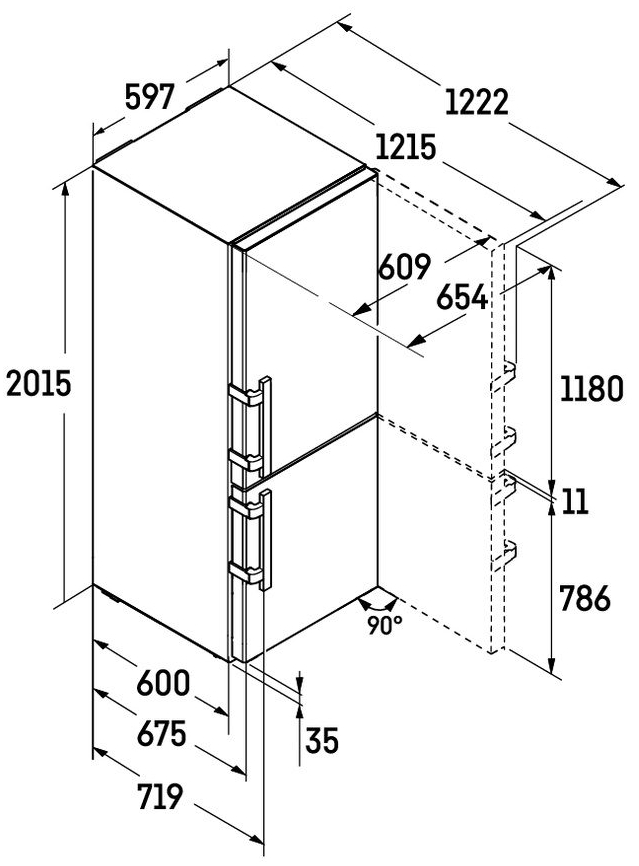 Liebherr CNc 5713 Pure Габаритні розміри