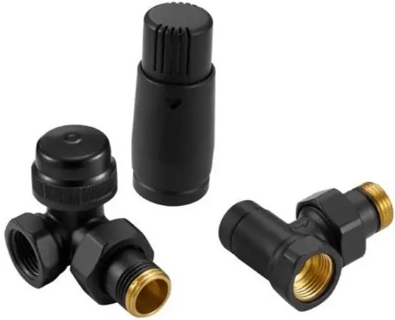 Комплект термостатичний ArttiDesign кутовий з термоголовкою 1/2” x 1/2” чорний матовий №5