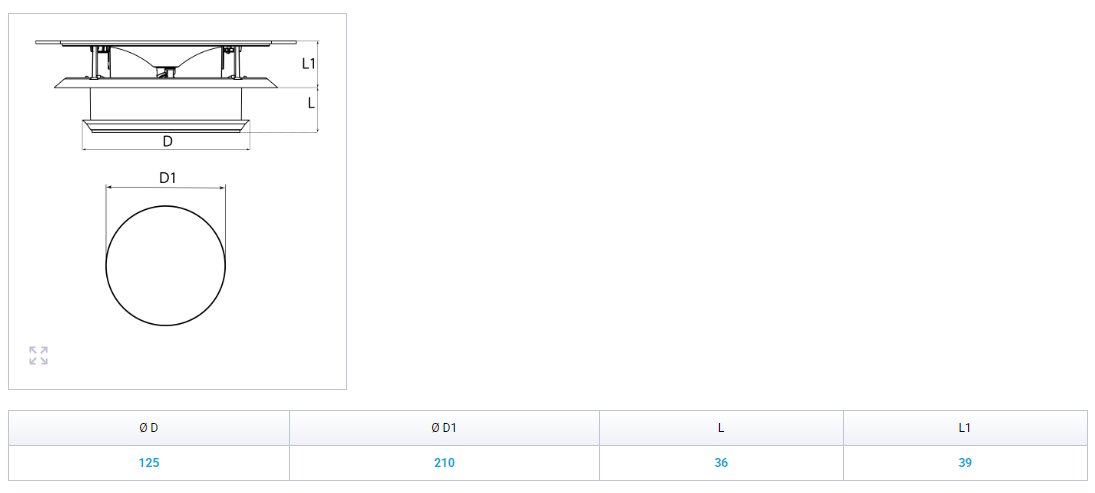 Вентс АП 125 О Габаритные размеры