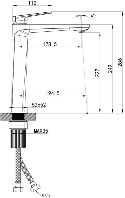 Q-Tap Crow QTCRO269CRM48645 Chrome Габаритные размеры