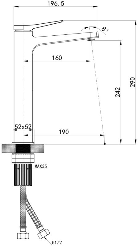 Q-Tap Nando QTNAN269CRM48650 Chrome Габаритные размеры