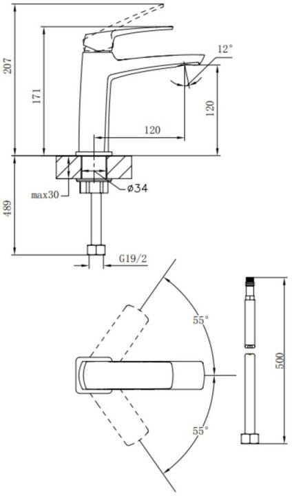 Q-Tap Tern QTTER2701CRM47584 Chrome Габаритные размеры