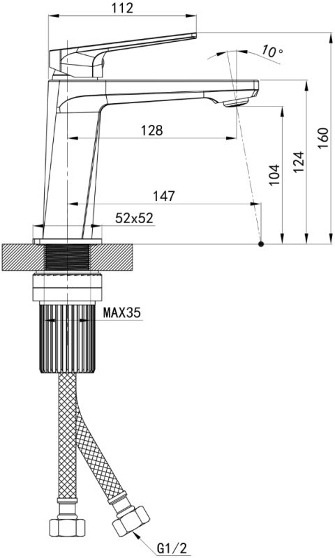 Q-Tap Crow QTCRO270CRM48644 Chrome Габаритные размеры