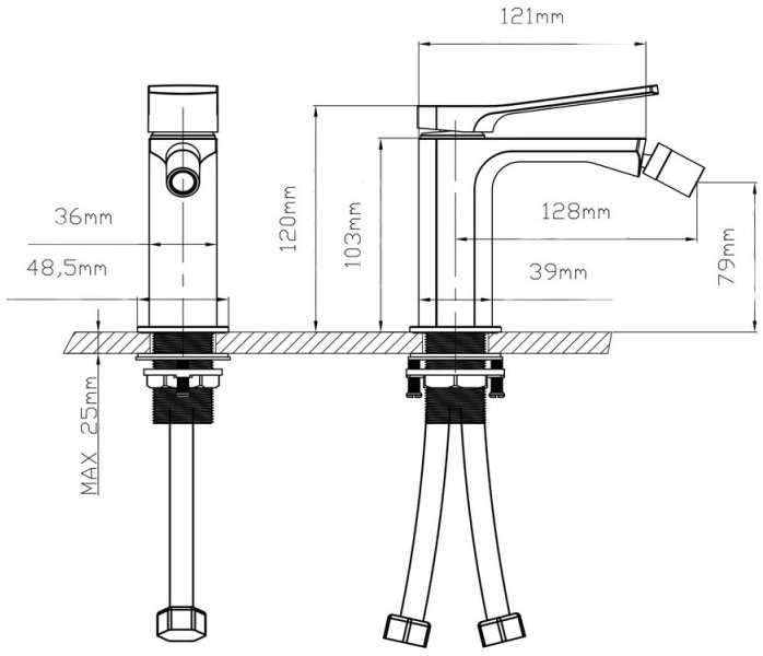 Q-Tap Slavonice QTSLA255CRM45921 Chrome Габаритні розміри