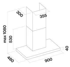 Falmec Lumen 90 NRS (CLUN90.E14P2#NEUI490F) Габаритні розміри