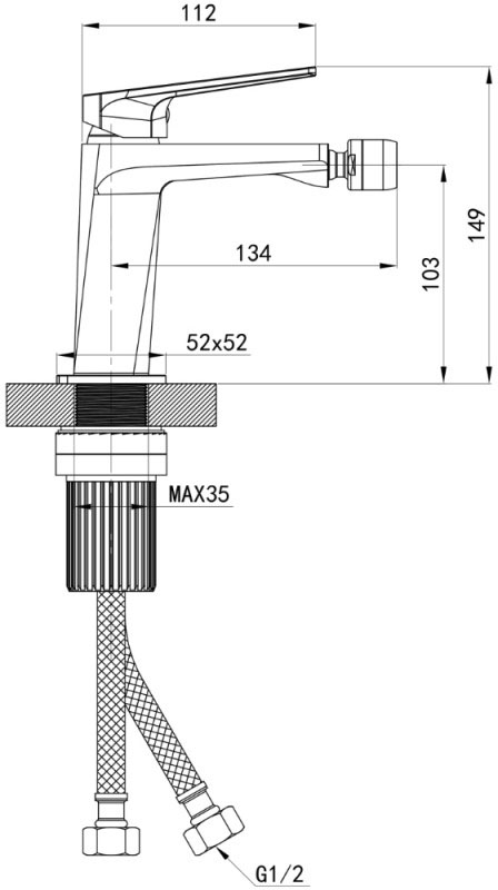 Q-Tap Crow QTCRO255CRM49177 Chrome Габаритні розміри