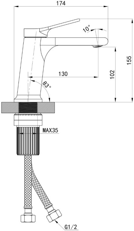 Q-Tap Arvin QTARV270CRM48638 Chrome Габаритні розміри