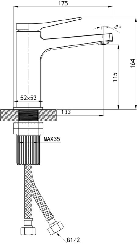 Q-Tap Nando QTNAN270CRM48649 Chrome Габаритні розміри