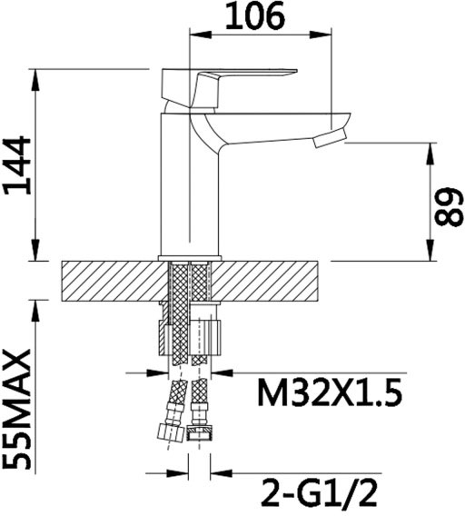 Lidz Latwa 001 (k35) White LDLAT001WHI45423 Габаритні розміри