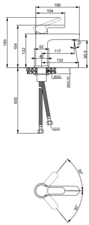 Lidz Astra 001F (k35) Chrome LDAST001FCRM48085 Габаритні розміри