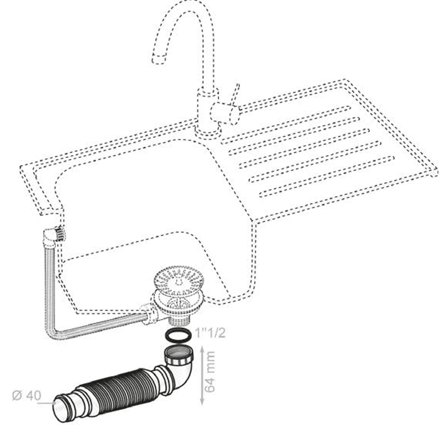 Wirquin Senzo 1 1/2"xØ40мм (9542530) Габаритные размеры