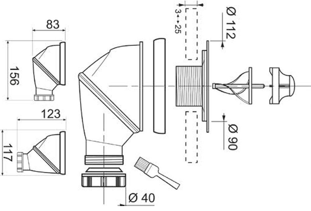 Wirquin James Ø90мм (9544401) Габаритные размеры