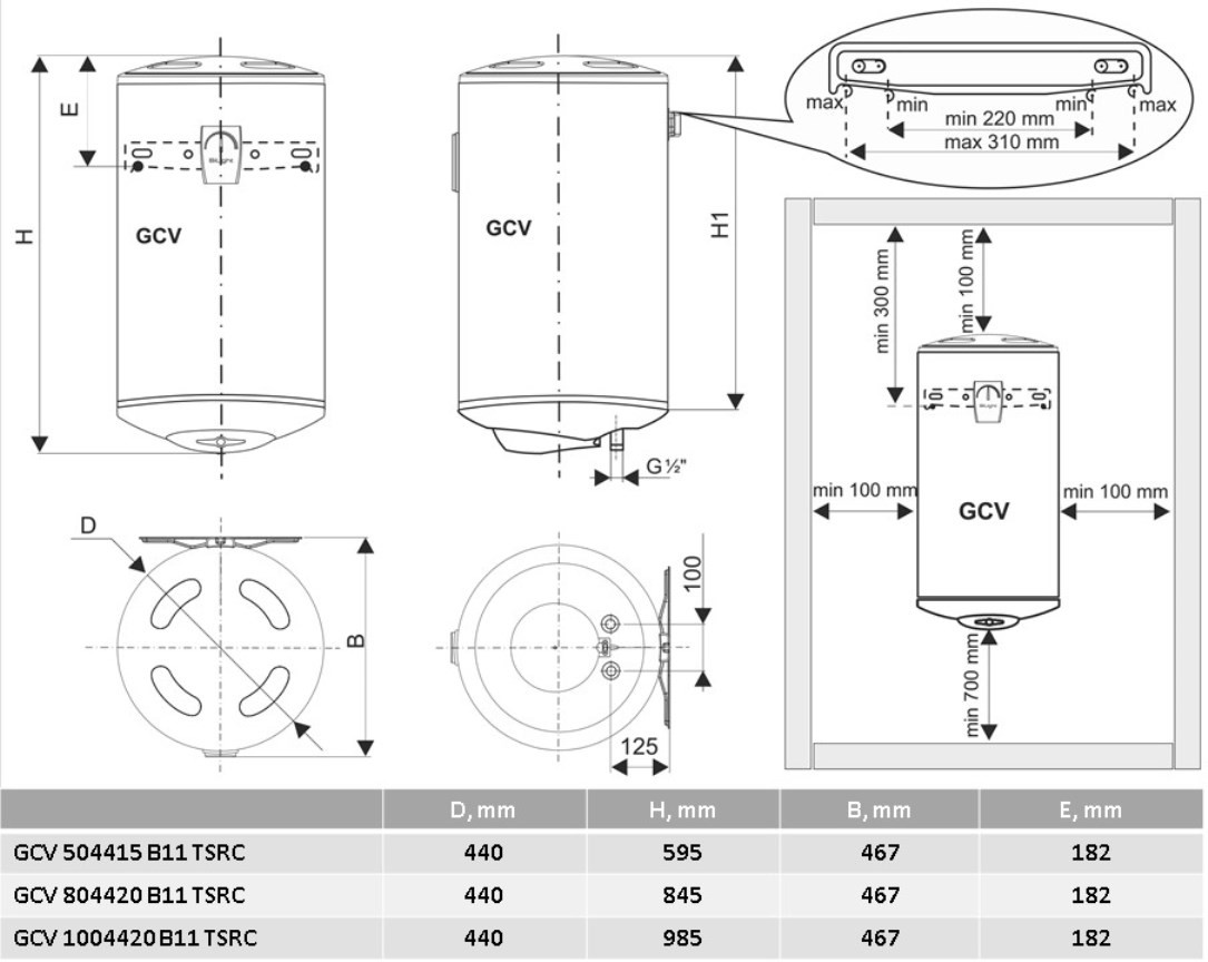 Tesy BiLight GCV 504415 B11 TSRC (303297) Габаритные размеры