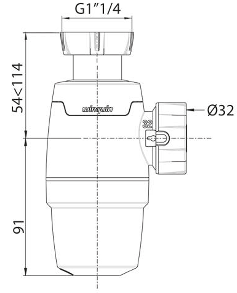 Wirquin Neo 1 1/4"xØ32мм (9541428) Габаритные размеры