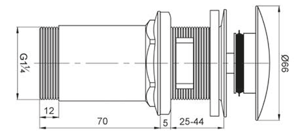 Wirquin Click-Clack с переливом 1¼" 100-119мм (9545500) Габаритные размеры