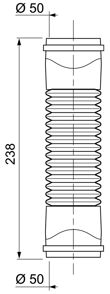 Wirquin Magiflex Ø50мм F-F 238мм (9549350) Габаритні розміри