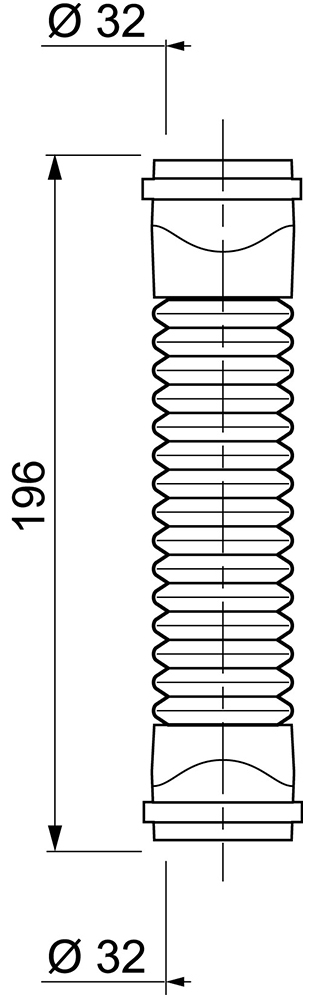 Wirquin Magiflex Ø32мм F-F 196мм (9549352) Габаритні розміри