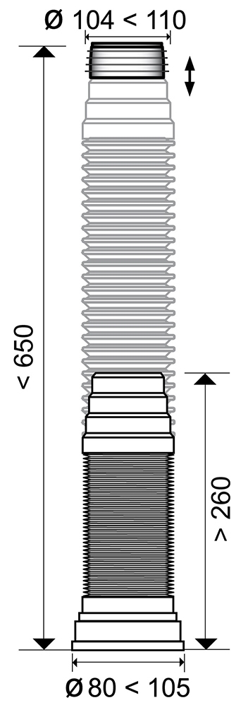 Wirquin Ø110мм 260-650мм Push-Fit (9555300) Габаритні розміри