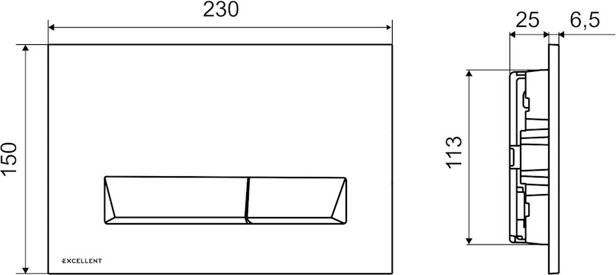 Excellent Platto (INEX.PL230.150.CR) Габаритные размеры