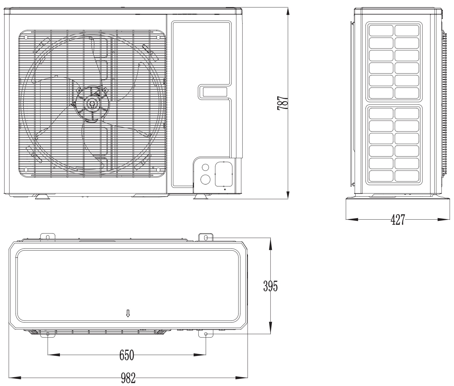 Gree Versati III Split GRS-CQ8.0Pd/NhH-M Габаритные размеры