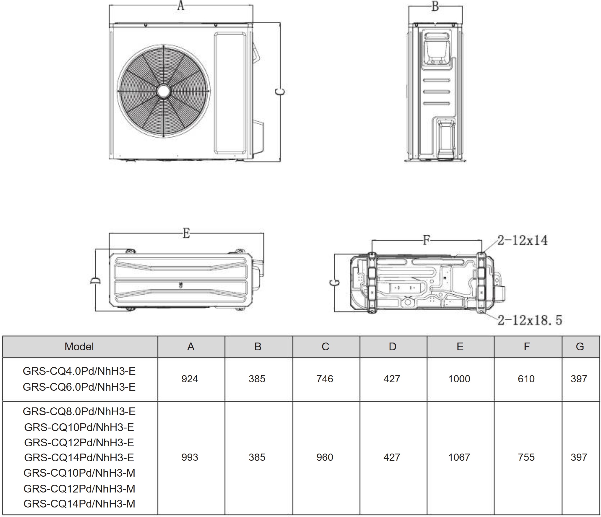 Gree Versati IV Split GRS-CQ8.0Pd/NhH3-E Габаритні розміри