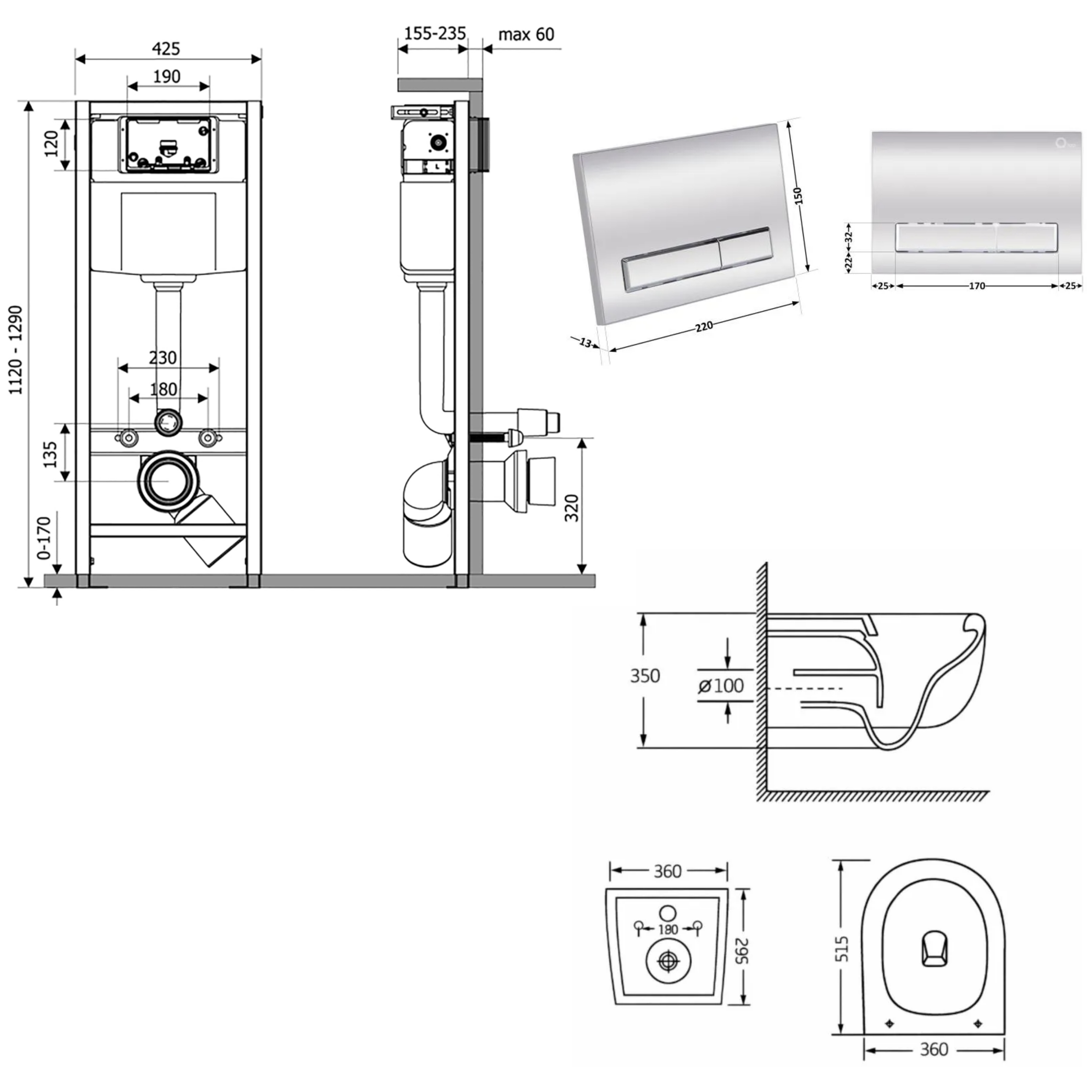 Q-Tap Nest QTTAU26W4911649875 Габаритные размеры