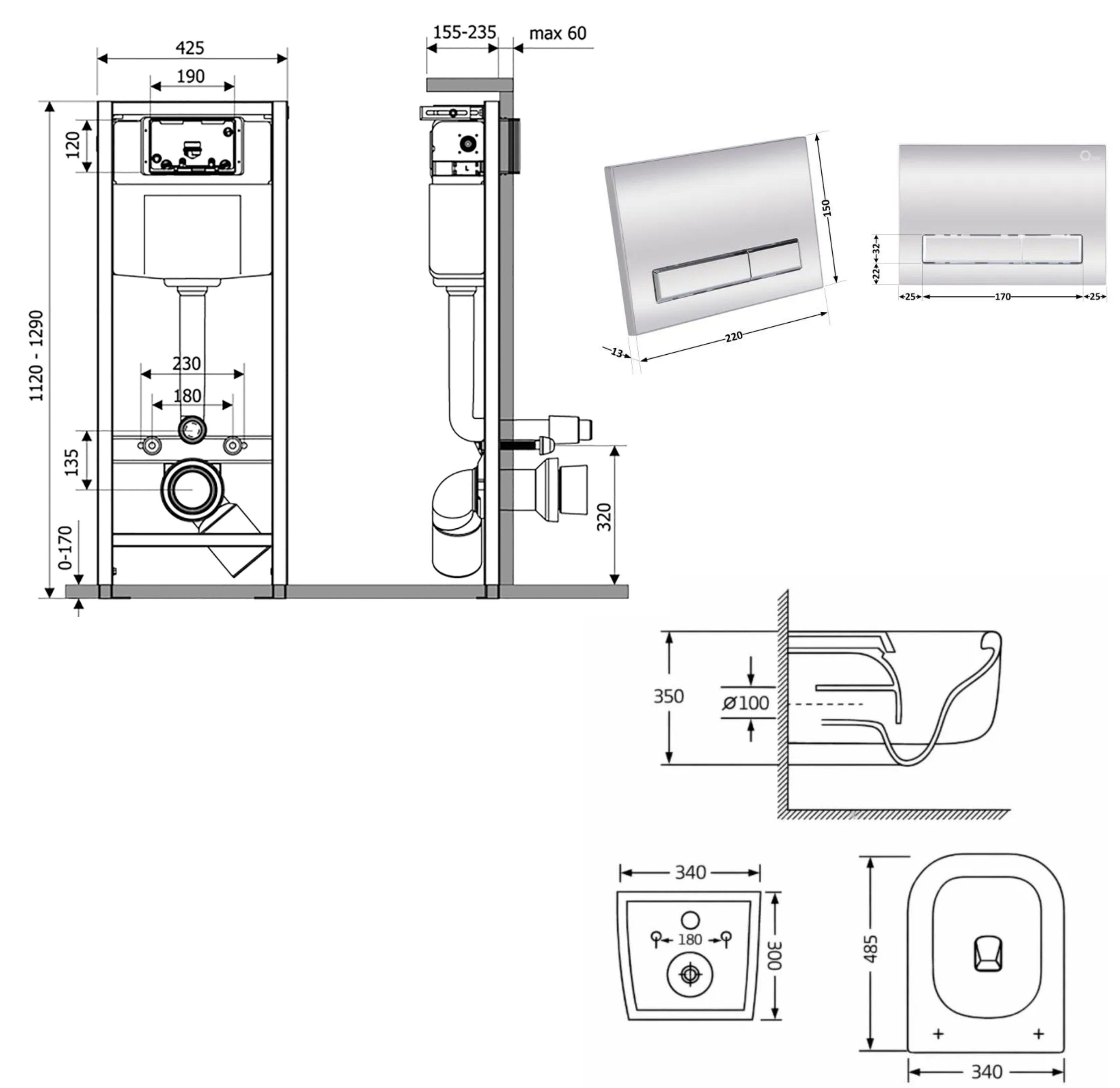 Q-Tap Nest QTTAU26W4911949885 Габаритные размеры