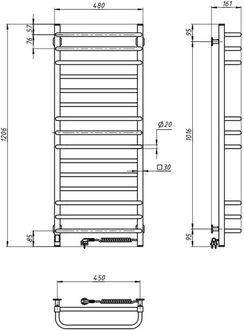 Navin Грандіс 480x1200 Sensor з Wi-Fi (12-108055-4812) Габаритні розміри