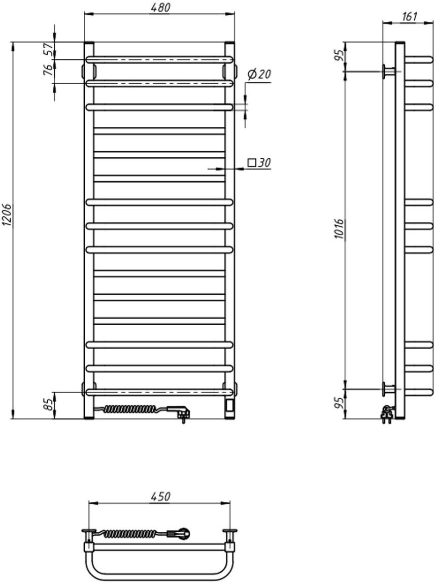 Navin Грандіс 480x1200 Sensor з Wi-Fi (12-108155-4812) Габаритні розміри