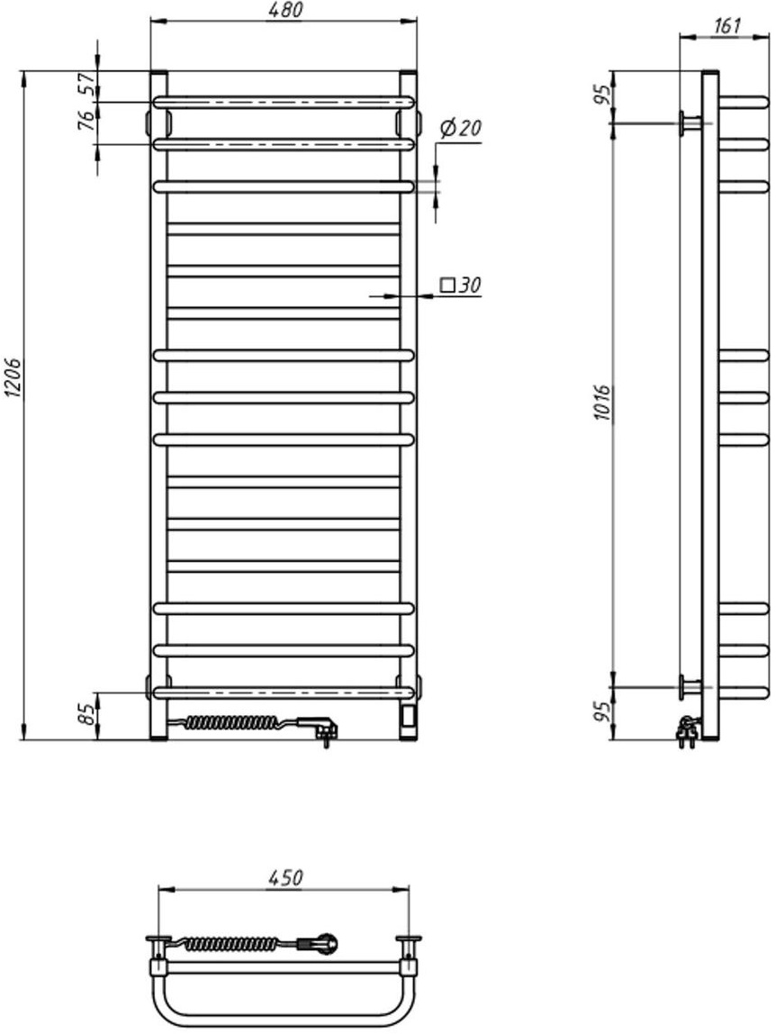 Navin Грандіс 480x1200 Sensor з Wi-Fi (12-208155-4812) Габаритні розміри