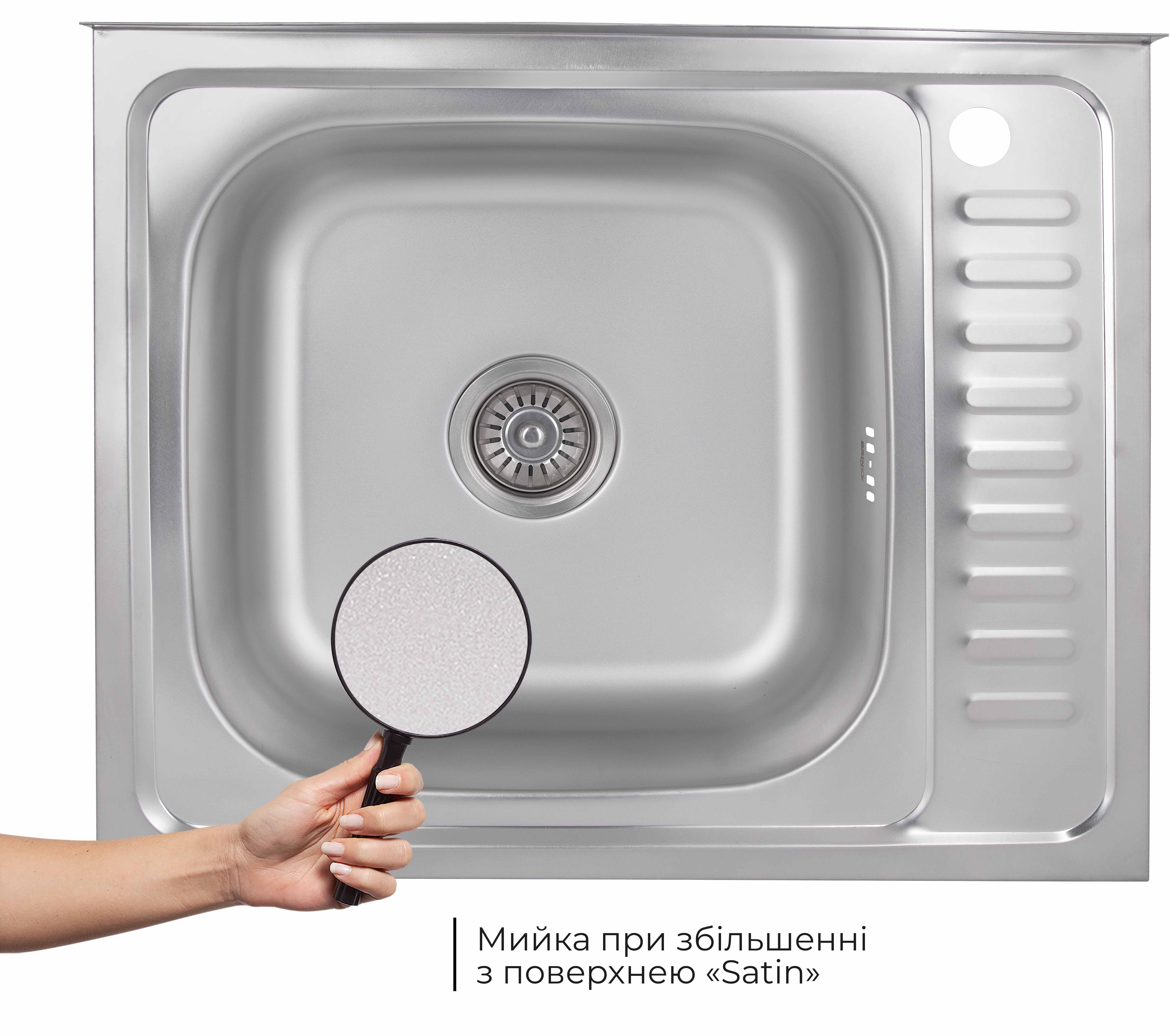 Кухонная мойка Brinex 6050-L 0,6 мм Satin (BRIN6050LSAT06) цена 1334 грн - фотография 2