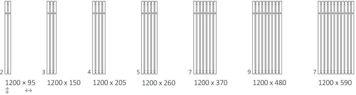 Terma Rolo Hanger E 1200x95 (WLROW120009KJ16E8ORXMX0) Габаритные размеры