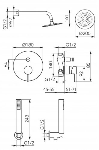 Ferro Ciriculus BCK7PGM-SET1-S Габаритные размеры