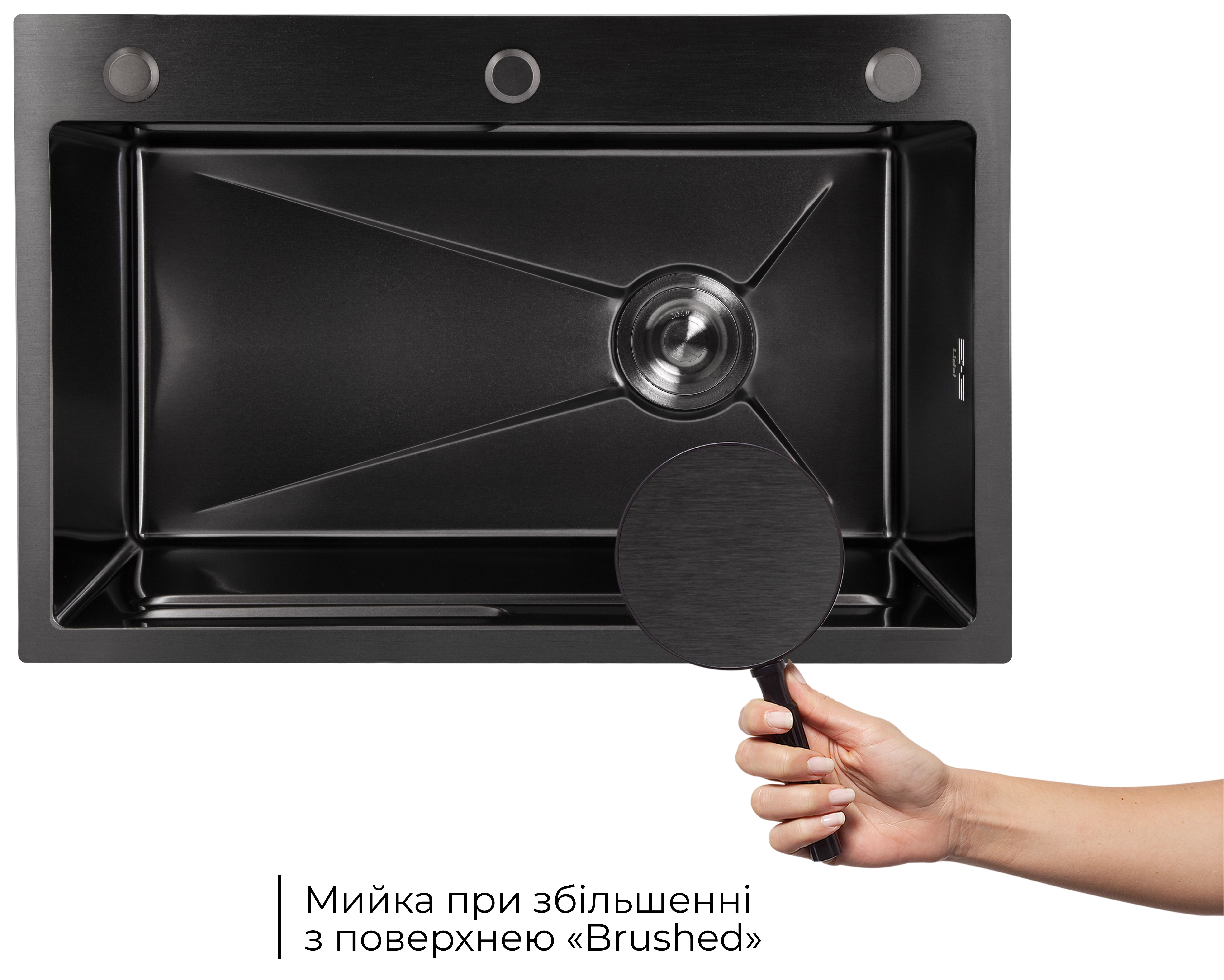 в продаже Кухонная мойка Lidz Handmade H6845B Brushed Black PVD 3,0/1,0 мм LDH6845BRUBLM49456 - фото 3