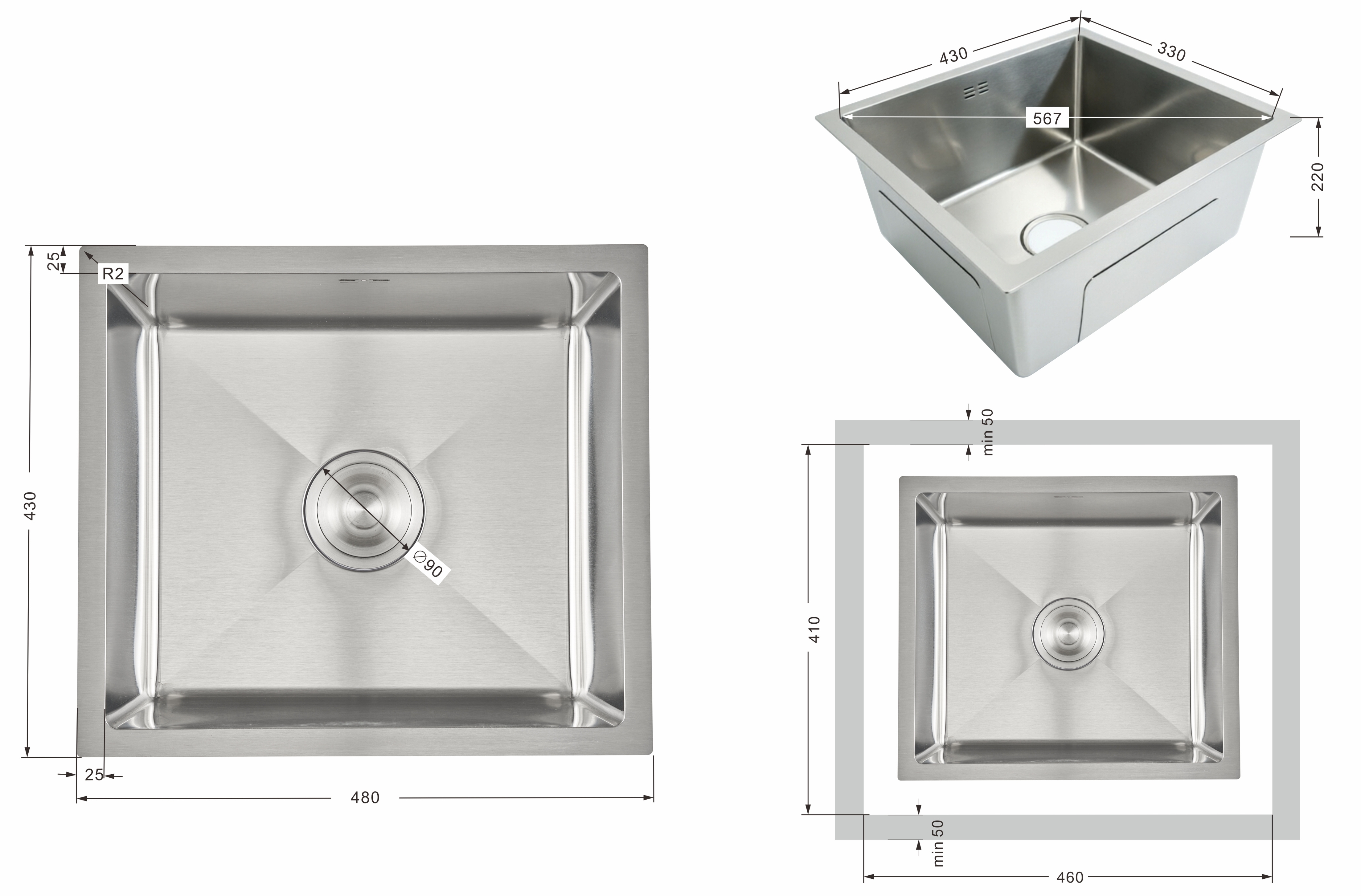 Lidz Handmade H4843 Brushed Steel 3,0/1,0 мм LDH4843BRU49441 Габаритные размеры