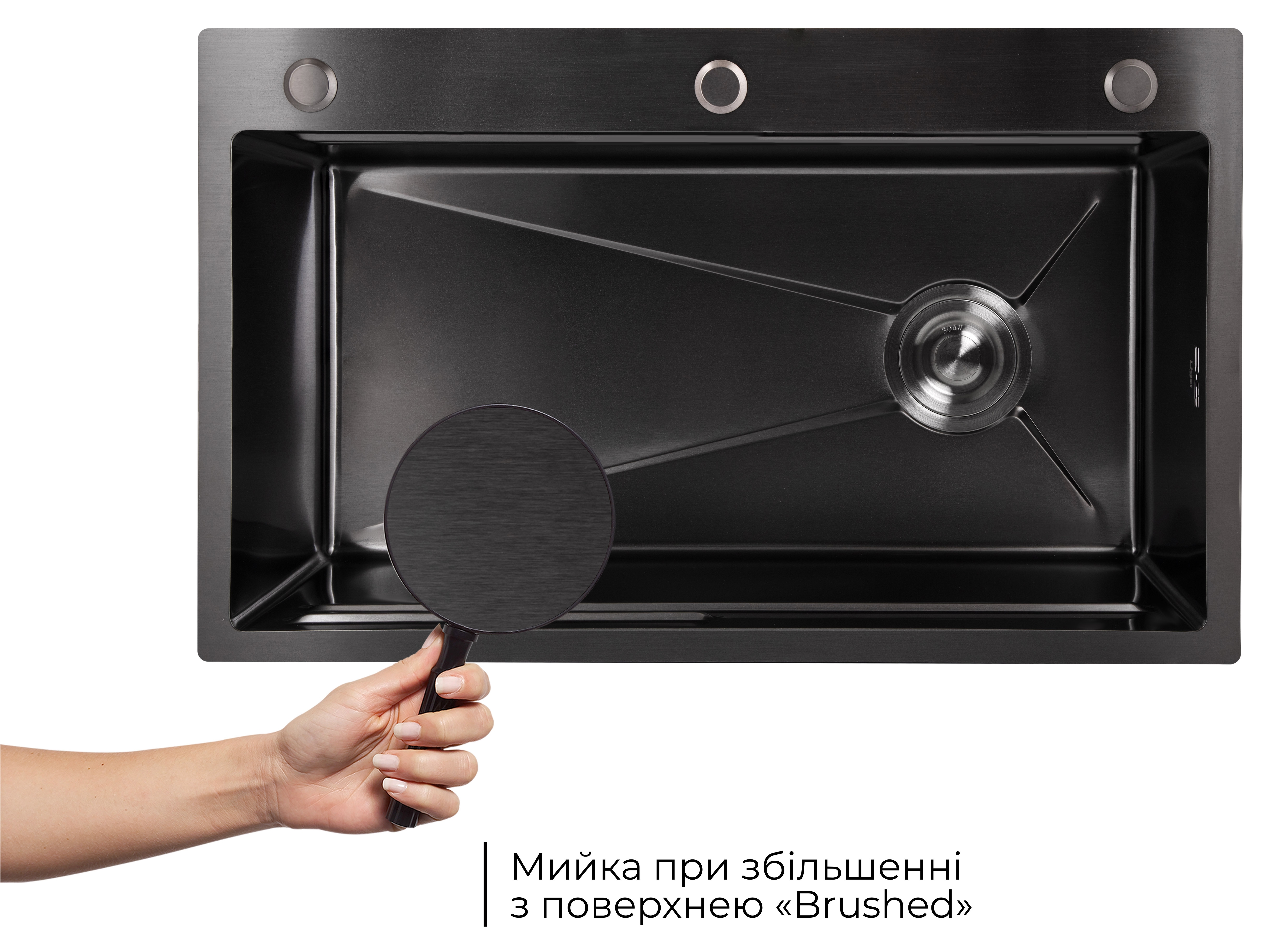 в продаже Кухонная мойка Lidz Handmade H7545B Brushed Black PVD 3,0/1,0 мм LDH7545BRUBLM49458 - фото 3
