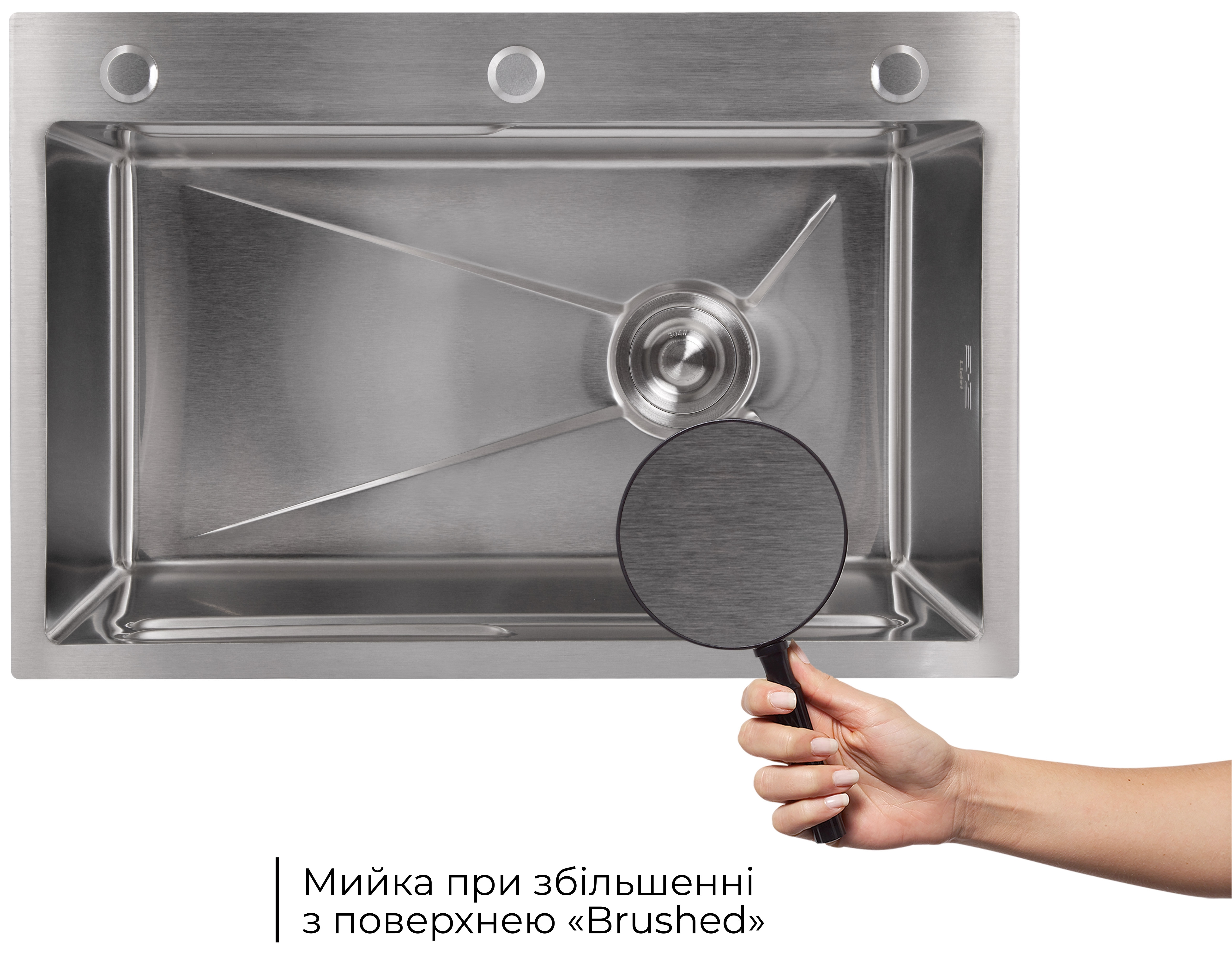 в продаже Кухонная мойка Lidz Handmade H6845 Brushed Steel 3,0/1,0 мм LDH6845BRU49455 - фото 3