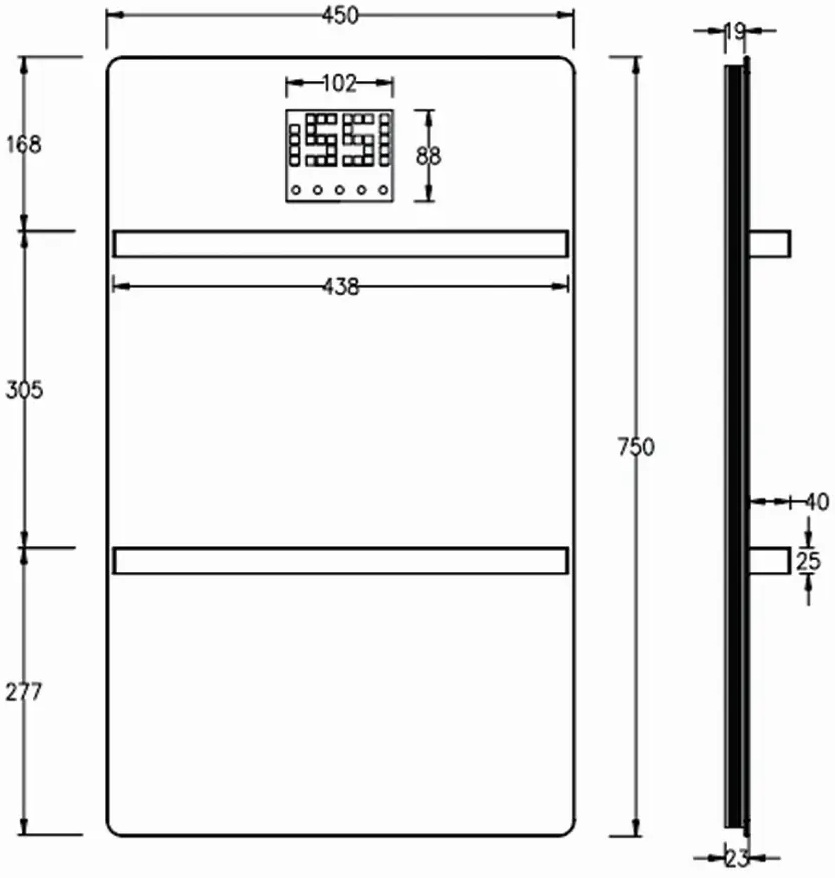 Solray XN-WH-201 White Габаритные размеры