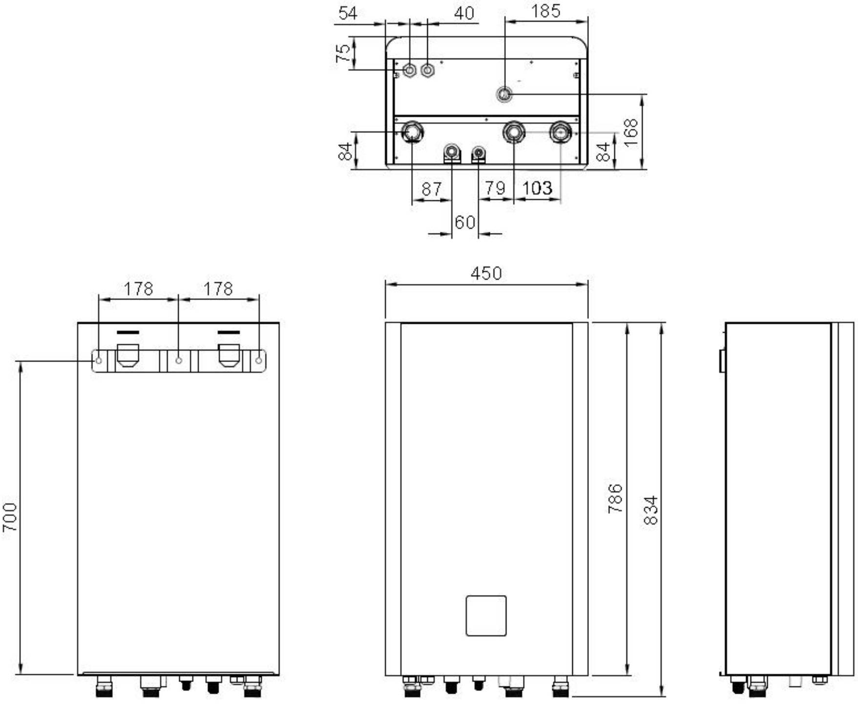 Termojet Suntide Split 9 кВт NE-F90HCR4INEMIO (51040090) Габаритные размеры