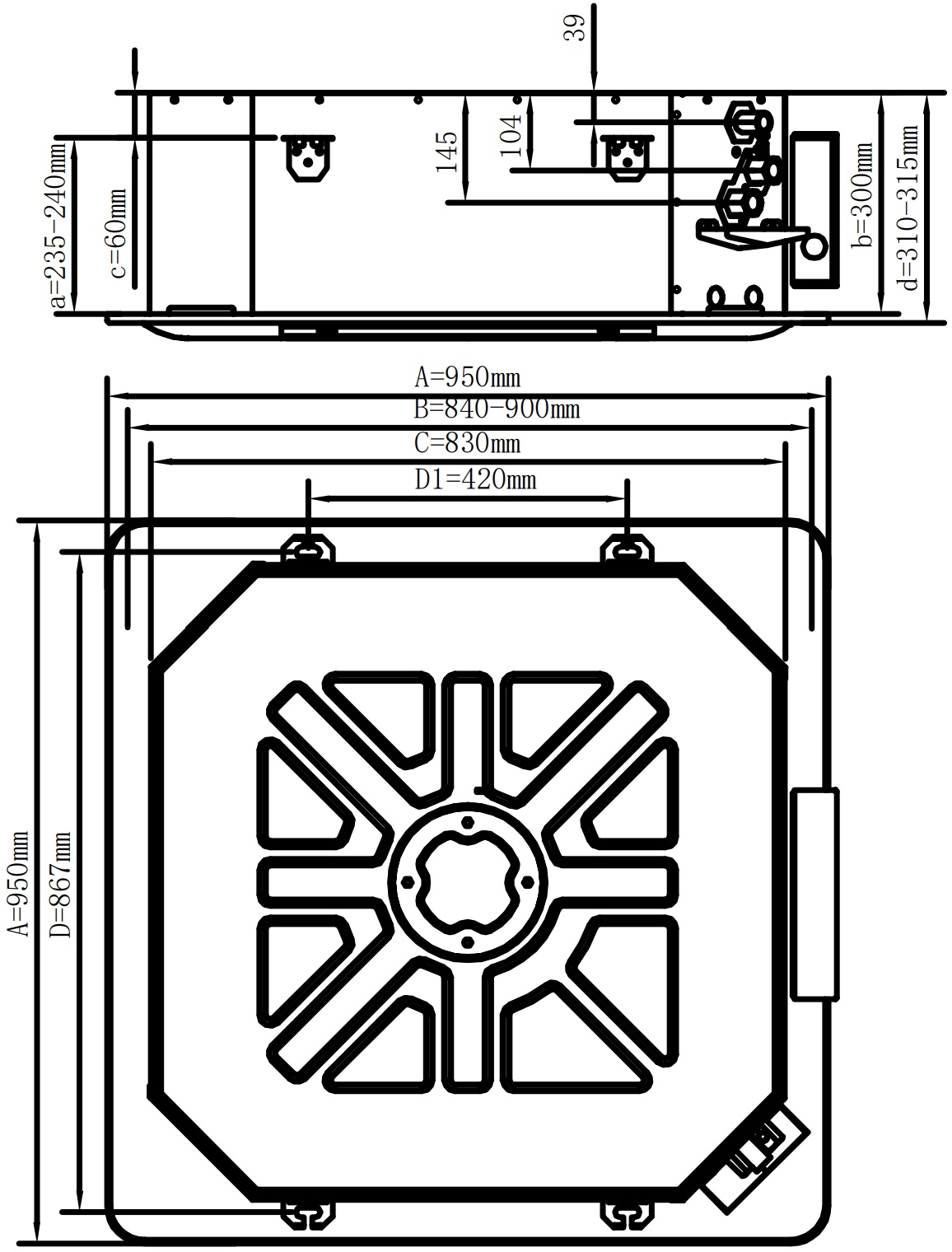 Termojet Cassette FP-238C (54042380) Габаритні розміри