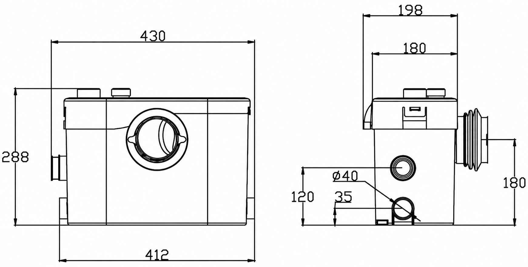 Termojet WT 400-A (WT400A) Габаритные размеры