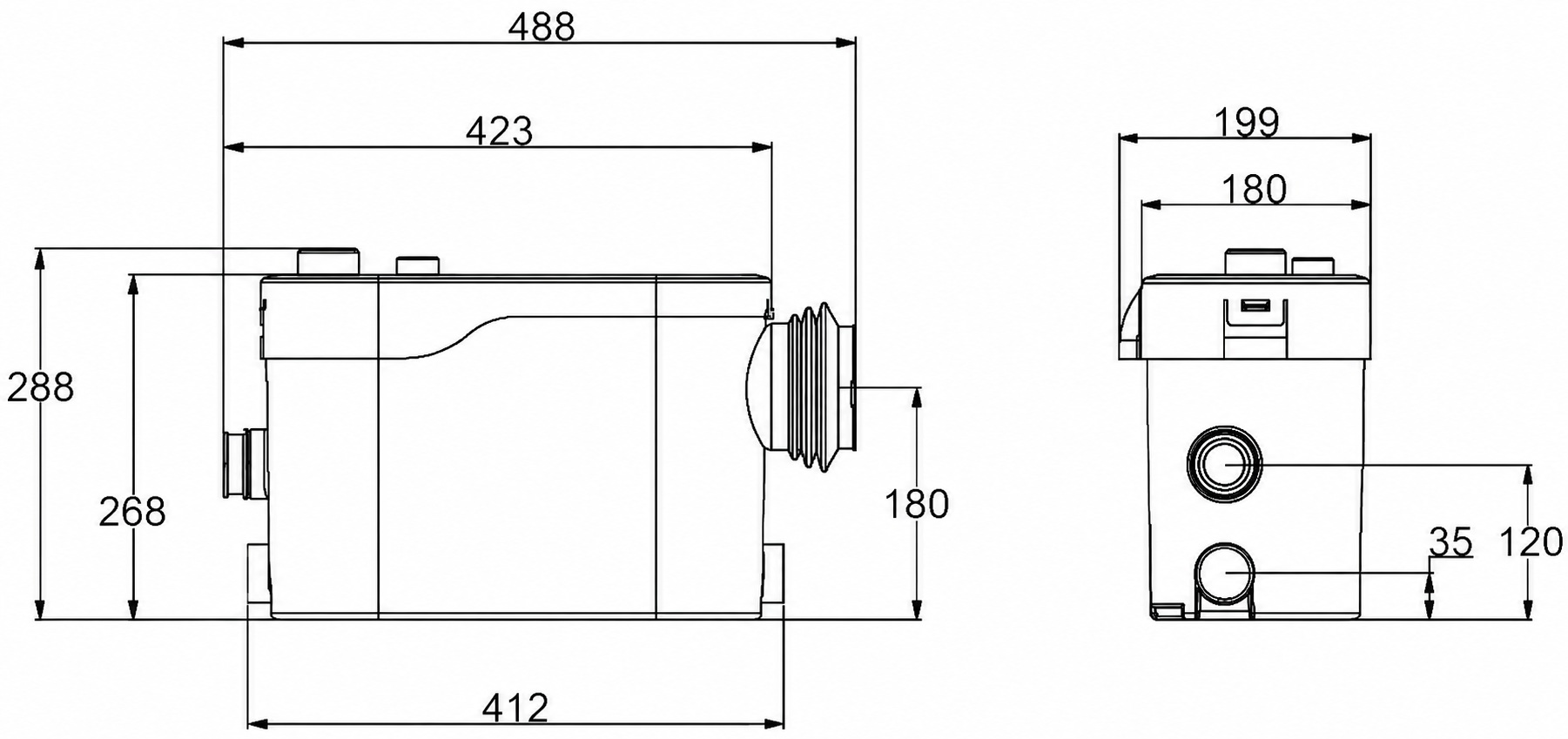 Termojet WT 400-B (WT400B) Габаритные размеры