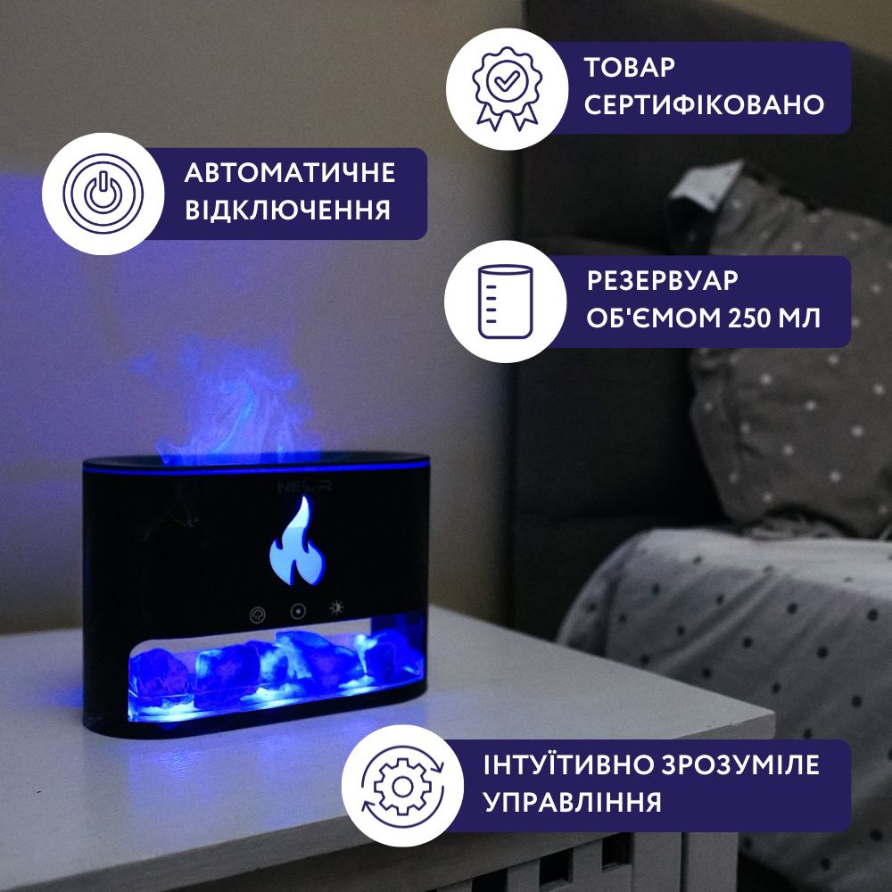 в продажу Зволожувач повітря Neor Flame Aroma 25ML10 BK - фото 3