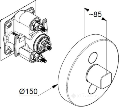 Kludi Push 387120538 Габаритные размеры
