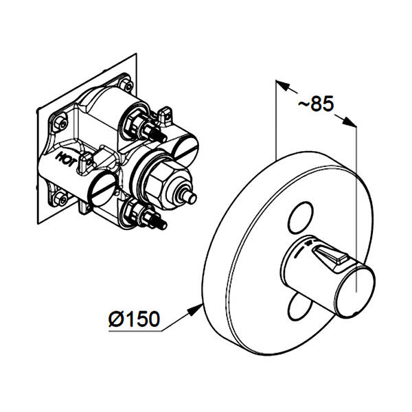 Kludi Push 389120538 Габаритные размеры